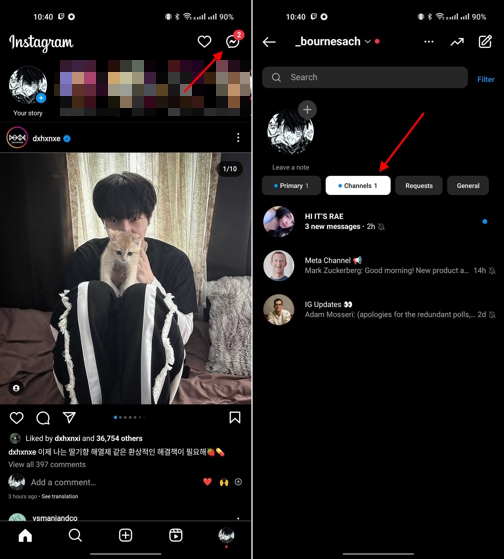 instagram ఛానెల్లు